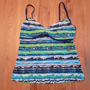 Striped Blue and Green Women's Nike Swim Top